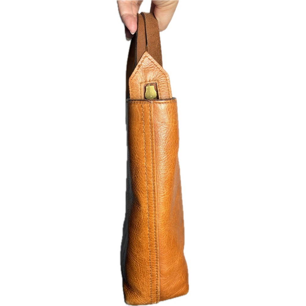 Madewell Brown Leather Zip Top Transport Tote Handbag Minimalist Bag NO STRAP - Picture 4 of 6